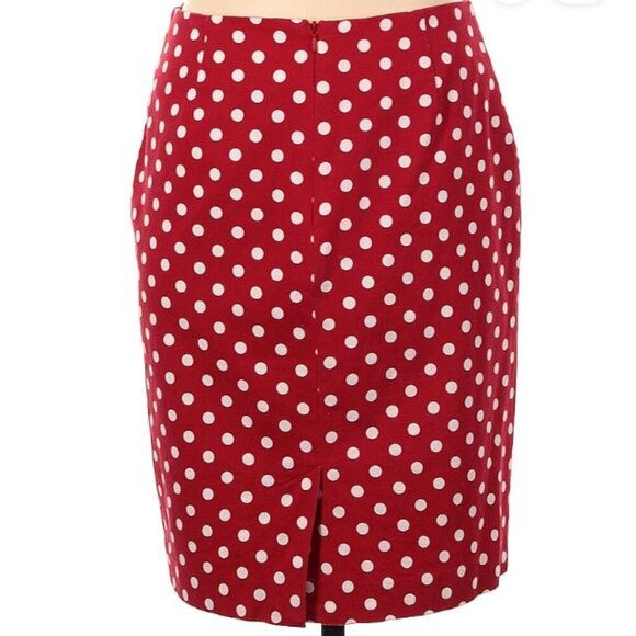 Talbots Petites Red and White Polka Dot Pencil Skirt - Picture 2 of 6